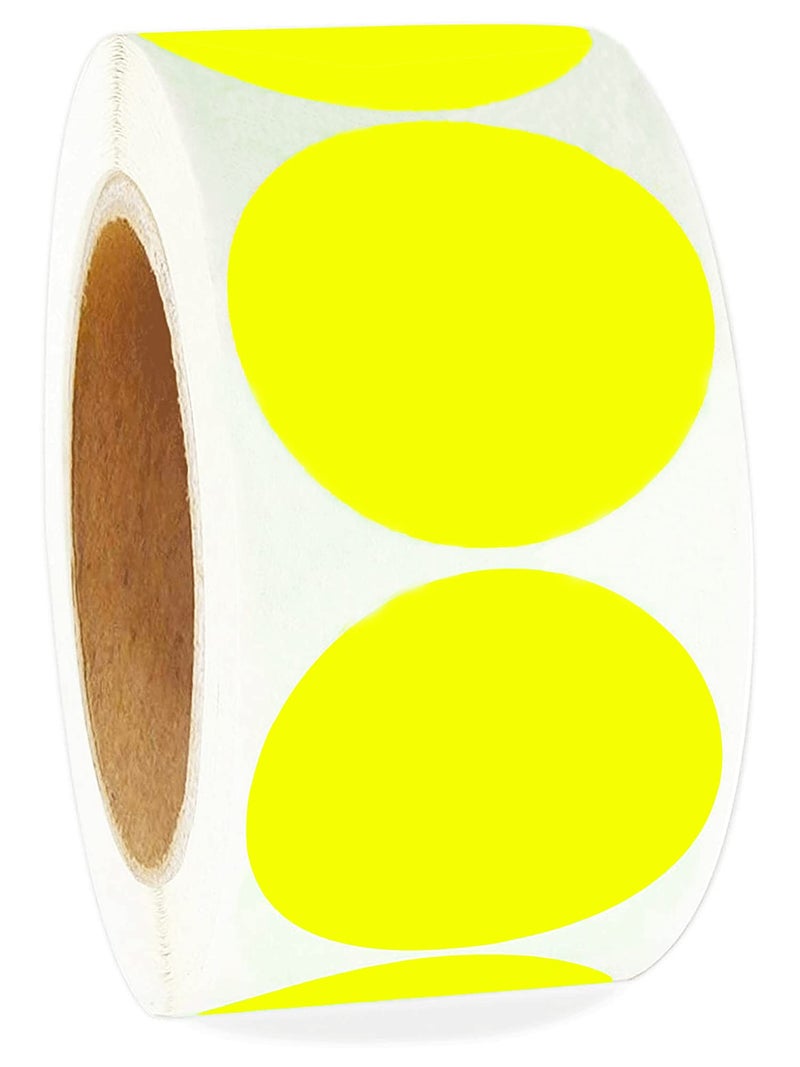 Well Tile 2 Inch Color-Code Labels Round Circle Stickers for Color Coding - Fluorescent Yellow Christmas Inventory Labels Moving Stickers for Labeling Warehouse Classroom Office Food Service and Medical 500 Pcs - Image 1